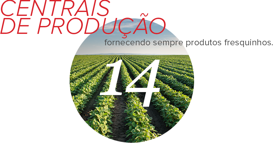 14 Centrais de Produção fornecendo sempre produtos fresquinhos
